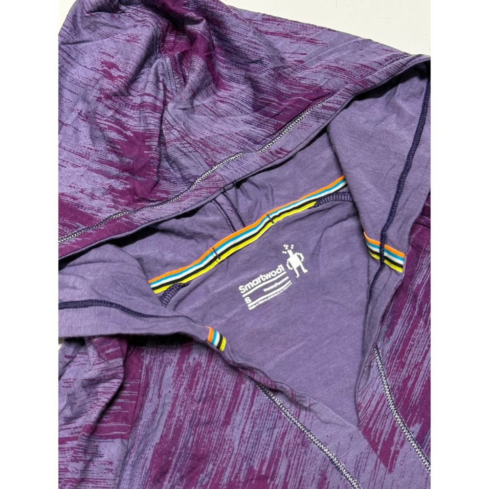 Smartwool Womens Purple Space Dye Merino Wool Blend Lightweight Hoodie Small - Picture 4 of 5